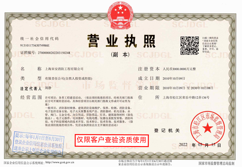 上海宋安消防工程有限公司營業(yè)執(zhí)照